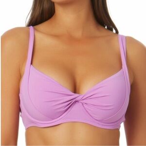 Anne Cole Solid Twist-Front Bikini Top Swimsuit Lavender size 36DD/38D NWT
